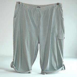 ALIA PETITES Pinstripe Pull-On Cargo Capris, 16P